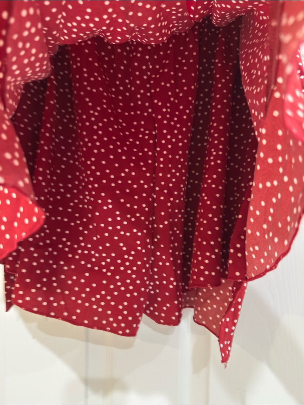 Red Polka Dot Faux Wrap Skirt Skort - Picture 9 of 16
